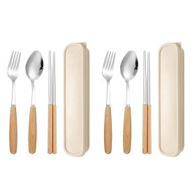 Hive Mind 木製ハンドル カトラリーセットキャンプ アウトドア 食器 箸 スプーン フォーク 箸 ステンレス 収納ポーチ 1人用 ステンレス コンパクト 通勤 通学 学生用 会社ランチ 釣り 旅行 登山 防災