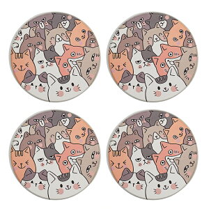 Hive Mind 4枚 珪藻土コースター 直径10cm×厚さ1cm 吸水コースター アスベスト不使用 吸水 速乾 丸型 お茶 茶托 コーヒー お酒 ビール ハイボール 滑らない キッチン雑貨 食器プレゼント お祝い