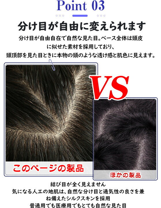楽天市場】【試着/返品OK】部分ウィッグ 人毛100％ 分け目 つむじ 
