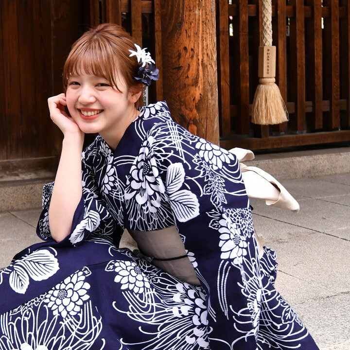 楽天市場】【utatane×注染工房 日本製小幅生地使用 浴衣3点セット 藍色 