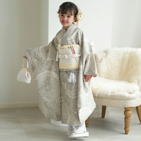 【30％OFF】【ひよこ商店 七五三 着物 7歳 女の子 四つ身　灰緑鳳凰】着物セット 販売 子供 kids 四つ身 お祝い着 七歳 七才 女の子 女児 着物 日本製作り帯 長襦袢 志古貴 ハコセコ 草履 バッグ びら簪 足袋 120cm-135cm前後