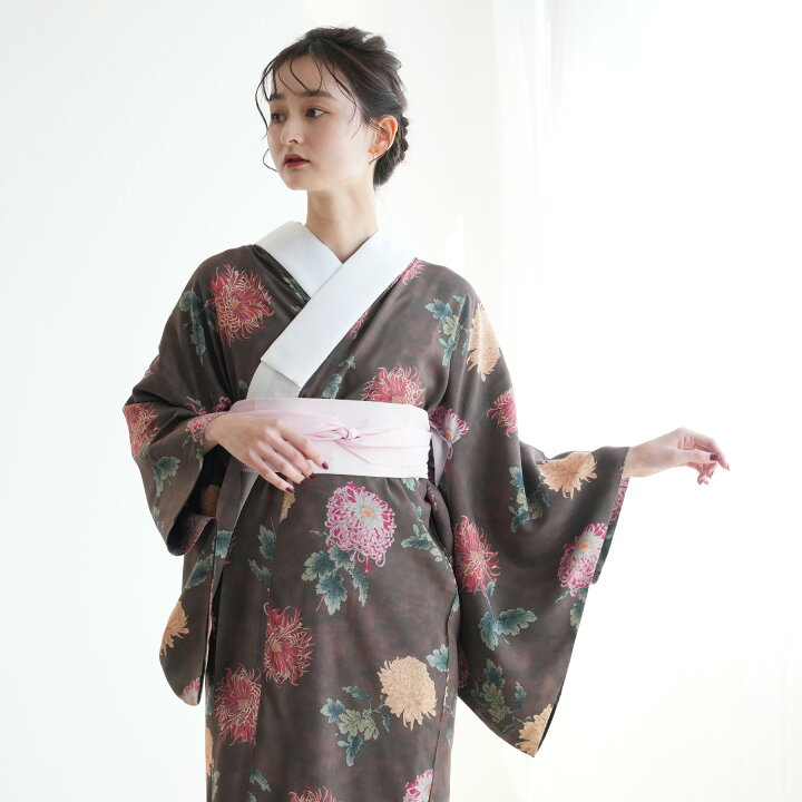 楽天市場】長襦袢 utatane 菊 ブラウン 茶 総柄 レディース 