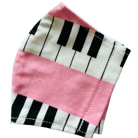 布マスク 子供用 マスク キッズ（ちいさめ・小学校低学年まで）ピンク　ピアノ　鍵盤柄　ピアノ教室　音楽教室　日本製 プリント生地 綿100％　裏地は白さらし