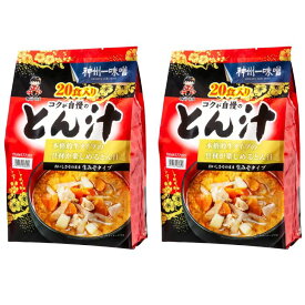 【2袋セット】　神州一味噌とん汁 計40食　 豚汁 即席 インスタント 生みそ ぶたじる トン汁 簡単 本格 みそ汁 差し入れ お返し 夜食