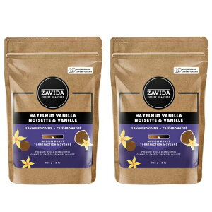 【2個セット】ZAVIDA ザビダ ヘーゼルナッツ バニラホールビーン コーヒー豆 907g 2Ib 2個セットレギュラーコーヒー豆 ザビダコーヒー アイス ホット バニラの香りフレーバー アラビカ種 カナダ