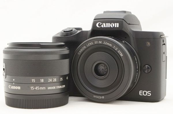 人気商品の 【中古】 『極美品』 Canon EOS Kiss M2 ダブルレンズ