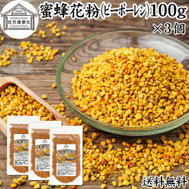 蜜蜂 花粉 100g×3個 ビーポーレン 花粉団子 花粉荷 みつばち かふん 無添加 100％ 非加熱 送料無料 サプリ サプリメント 顆粒 粒 BEE POLLEN アミノ酸 スーパー パーフェクト フード ビタミン A B C E マグネシウム 鉄 亜鉛 葉酸 酵素 ルチン ドッグフード キャットフード