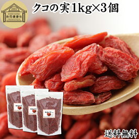 クコの実 1kg×3個 くこの実 枸杞の実 枸杞子 クコシ ゴジベリー goji berry ウルフベリー くこの実茶 クコの実茶 無添加 100% 無着色 業務用 送料無料 スーパーフード ドライフルーツ スイーツ 製菓 材料 漢方 アミノ酸 βカロテン ベータカロチン ビタミン B1 B2 C E 鉄分