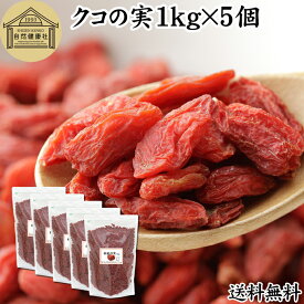 クコの実 1kg×5個 くこの実 枸杞の実 枸杞子 クコシ ゴジベリー goji berry ウルフベリー くこの実茶 クコの実茶 無添加 100% 無着色 業務用 送料無料 スーパーフード ドライフルーツ スイーツ 製菓 材料 漢方 アミノ酸 βカロテン ベータカロチン ビタミン B1 B2 C E 鉄分