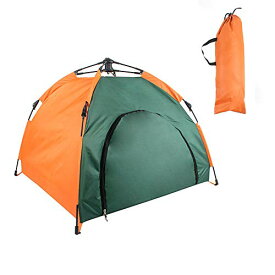 Kadahis ペット用テント 猫犬用小屋 ペットハウス ワンタッチ式 組み立て簡単 防水 防風 日よけ 軽量 室内 屋外 アウトドア キャンプに大活躍 折り畳み式 クッション 収納袋付き