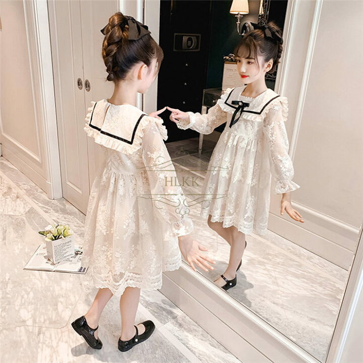 楽天市場 子供服 ワンピース 女の子 長袖ワンピース レース 子供ドレス キッズ キッズワンピース キッズドレス キッズ ドレス チュールワンピース フォーマル 入園式 卒園式 おしゃれ 子どもドレス 春秋 膝上 普段着 リボン プリンセスドレス 結婚式 学院風 お出かけ