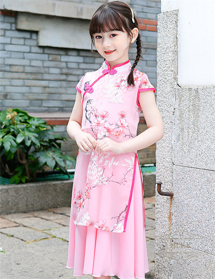 子供 チャイナドレス キッズ コスプレ ピンク 龍鳳 140cm 中華風 5色