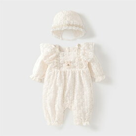 ベビー ドレス ロンパース 女の子 上品 ベビー服 長袖 春秋 ベビードレス セレモニードレス 子供ドレス キッズドレス 退院 2点セット お宮参り 記念撮影 誕生日 66cm 73cm 80cm 90cm