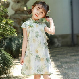 チャイナドレス 子供 女の子 唐装漢服 中華風 半袖 夏 子供ワンピース キッズドレス 花柄 子供ドレス 子供服 膝丈 チャイナ服 ハロウィン コスプレ衣装 コスチューム 仮装 写真撮影 文化祭 可愛い 90 100 110 120 130 140 150 160