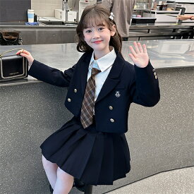 卒業式 スーツ 女の子 卒服 韓国 小学生 女の子 フォーマルスーツ キッズスーツ 子供スーツ 4点セット スカートスーツ 春秋 上下セット ジュニア 紺色 入学式 入園式 卒園式 卒業式 七五三 発表会 お受験 110～160cm