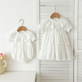 ベビー ドレス 女の子 赤ちゃん 夏 半袖 ロンパース ワンピース キッズドレス ベビードレス ベビー服 レースドレス 子供ドレス 姉妹 双子 子供服 セレモニードレス 退院着 新生児 赤ちゃん 出産祝い 可愛い 結婚式 写真撮影 お宮参り 姉妹お揃い 66 73 80 90 100 110 120 130