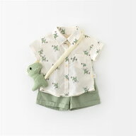 セットアップ ベビー服 男の子 春夏 赤ちゃん 半袖 アロハシャツ ショートパンツ 可愛い 3点セット 恐竜 …