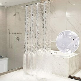 OTraki シャワーカーテン 透明 120 x 160cm 防カビ 防水 浴室カーテン 160cm丈 リング付属 取付簡単 風呂カーテン クリア 3D 間仕切り 1.2メートル 目隠し 清潔感 ユニットバス プライバシー保護