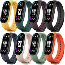 Xiaomi Mi Band 6 換えバンド Monuary コンパチブル シャオミスマートバンド 替えベルト 柔らかいシリコン製 耐衝撃 防汗 8色 、Xiaomi Mi Band 6 および Amazfit Band 5 および Xiaomi M