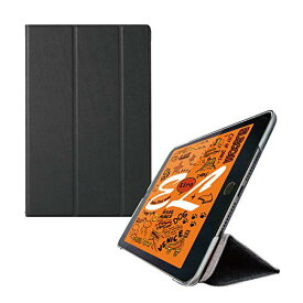 エレコム iPad mini 第5/4世代 (2019/2015年) ケース フラップカバー 背面クリア ソフトレザー 2アングル ブラック TB-A19SWVBK