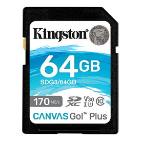 キングストン SDXCカード 64GB 最大170MB/s Class10 UHS-I U3 V30 4K Canvas Go Plus SDG3/64GB