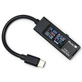 ルートアール 双方向 メタル筐体 多機能表示 USB Type-C電圧 電流チェッカー ケーブル付きモデル RT-TC5VABK