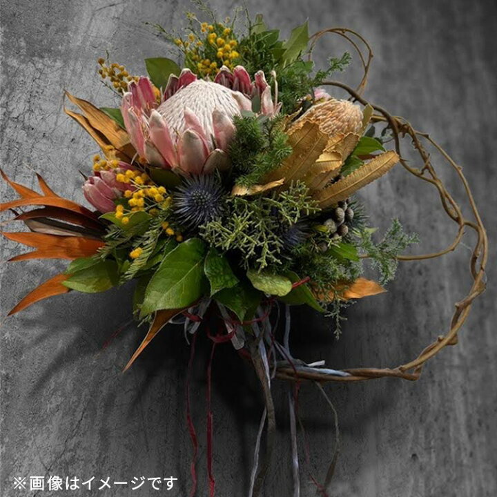 楽天市場】【ネイティブフラワー アレンジメント】リース M 生花から 