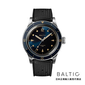 バルチック BALTIC WATCHES アクアスカーフ ブルー ギルト ブラックトロピックラバーベルト メンズ 男性用 腕時計