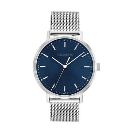 Calvin Klein カルバンクライン 日本総輸入代理 腕時計 メンズ ブランド モダン 42MM ブルー サンレイ ダイヤル/SS メッシュ シルバー ネイビー