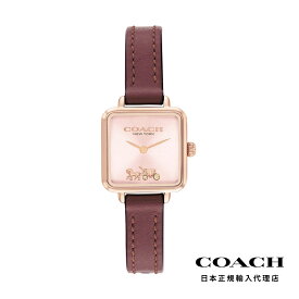 COACH コーチ 腕時計 レディース ブランド キャス 22mm RG ブラッシュ サンレイ ダイヤル ワイン レザー ストラップ