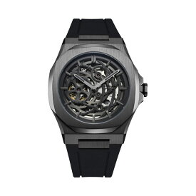 D1 MILANO 日本公式ストア 腕時計 メンズ 自動巻き ブランド D1ミラノ ディーワンミラノ スケルトン リスタイリング オートマチック ラバー ガンメタル ブラック