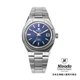 ニバダ グレンヒェン Nivada Grenchen F77 ブルーダイヤル デイト メンズ 男性用 腕時計