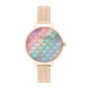 オリビアバートン 日本総代理店 腕時計 レディース ブランド ラウンド アナログ Olivia Burton アンダーザシー マーメイド テイル ローズゴールド ブークレメッシュ レインボー