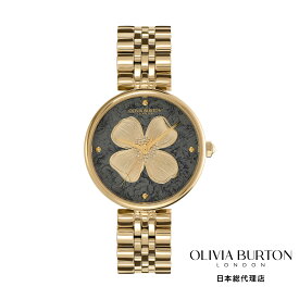オリビアバートン 日本総代理店 腕時計 レディース ブランド ラウンド Olivia Burton シグネチャー 36mm ドッグウッド T バー ブラック & ゴールド ブレスレット ウォッチ