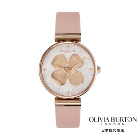 オリビアバートン 日本総代理店 腕時計 レディース ブランド ラウンド Olivia Burton シグネチャー 36mm ドッグウッド T バー シルバー ホワイト & ブラッシュ レザー ストラップ ウォッチ