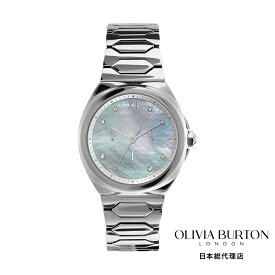 オリビアバートン 日本総代理店 腕時計 レディース ブランド ラウンド Olivia Burton スポーツ リュクス - 36mm ラスター シルバー マルチファンクション ライトグレー MOP ブレスレット ウォッチ