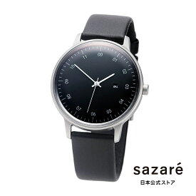 sazare さざれ 公式ストア 腕時計 メンズ ブランド レディース ウォッチ SK01 SS シルバー ホーニング フィニッシュ ブラック シープスキン レザー 本革