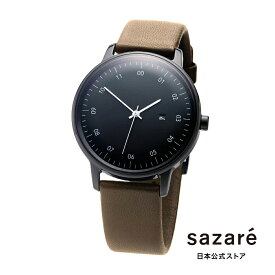 sazare さざれ 公式ストア 腕時計 メンズ ブランド レディース ウォッチ SK01 SS ブラック ミラー フィニッシュ ベージュ カウレザー 本革 黒文字盤