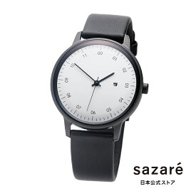 sazare さざれ 公式ストア 腕時計 メンズ ブランド レディース ウォッチ SK01 SS ブラック ホーニング フィニッシュ ブラック シープスキン レザー 本革 白文字盤