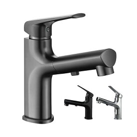 AAAZM 洗面水栓 蛇口 洗面台 浴室 洗面所 シャワー混合水栓 ワンホール おしゃれ 交換自分で ホース引出し式 台付 混合蛇口 水栓金具 洗面ボール 台所 キッチン 手洗い鉢 水道蛇口 シャワー 散水 バブル水流 2出水モード 洗顔 洗髪 湯水混合水栓 シングルレバー シャワー蛇口