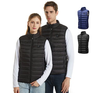 電熱ベスト メンズ レディース 電熱ウェア おしゃれ 袖無し 詰襟 暖かい 中綿 防寒 電気ベスト 9箇所発熱 USB給電式 バッテリー付き 薄手 加熱ベスト 3段階温度調節 ライダース バイク ヒータ