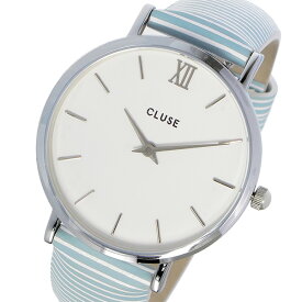 クルース CLUSE ミニュイ レザーベルト 33mm レディース 腕時計 CL30028 ホワイト/ブルーストライプ