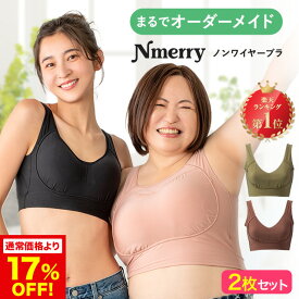 公式 【2枚セット】 Nmerry ノンワイヤーブラ 小胸 育乳 バストアップ バストケア ブラジャー バストケア 夜用 夜ブラ 育乳ブラ エヌメリー 大きいサイズ ナイトブラ 補正下着 ノンワイヤー インナー 下着 ホームウェア