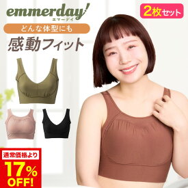 公式 【2枚セット】 emmerday! エマーデイ 感動シルエット ノンワイヤーブラ 大きいサイズ 小胸 育乳 バストアップ バストケア ブラジャー バストケア 夜用 夜ブラ 単品 育乳ブラ ナイトブラ 補正下着 ノンワイヤー インナー 下着