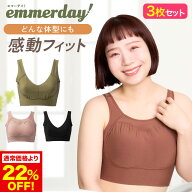 公式 【3枚セット】 emmerday! エマーデイ 感動シルエット ノンワイヤーブラ 大きいサイズ 小胸 育乳 バ…
