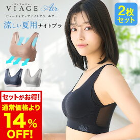 累計900万枚突破 公式 【2枚セット】 VIAGE ビューティ アップ ナイトブラ エアー 育乳 バストアップ ブラジャー ヴィアージュ ビアージュ Air バストケア 補正 蒸れ 通気性 涼しい メッシュ さらさら 夏用 育乳ブラ