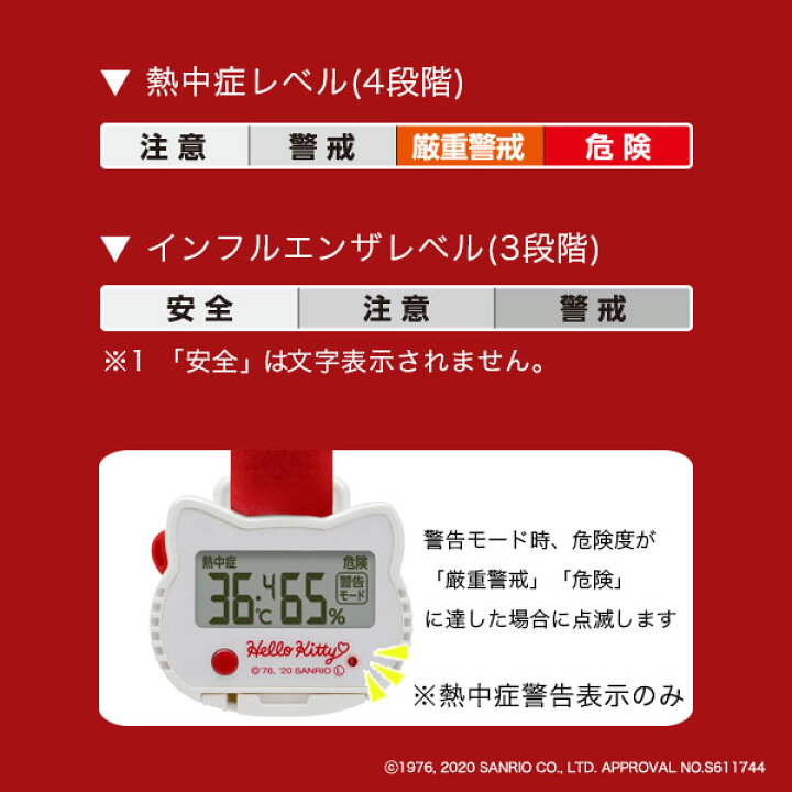 ハローキティ 温湿度計 温度 湿度 デジタル 熱中症 インフルエンザ警告表示