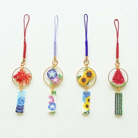 ビーズステッチキット京・風鈴柄根付け ビーズステッチ キット ビーズアクセサリー ハンドメイドキット 手づくりキット