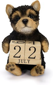 ヨークシャー・テリア カレンダー 人形 置き物 11.7×11.3×22.3cm アニマル H23023 ウービア 贈り物 新居祝い 誕生日