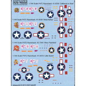 Lbc[hfJ[ 1/144 ėRqR P-47C T_[{g U[obN California or Bust / Wela Kahao / Miss Plainfield / Little Butch KW144029